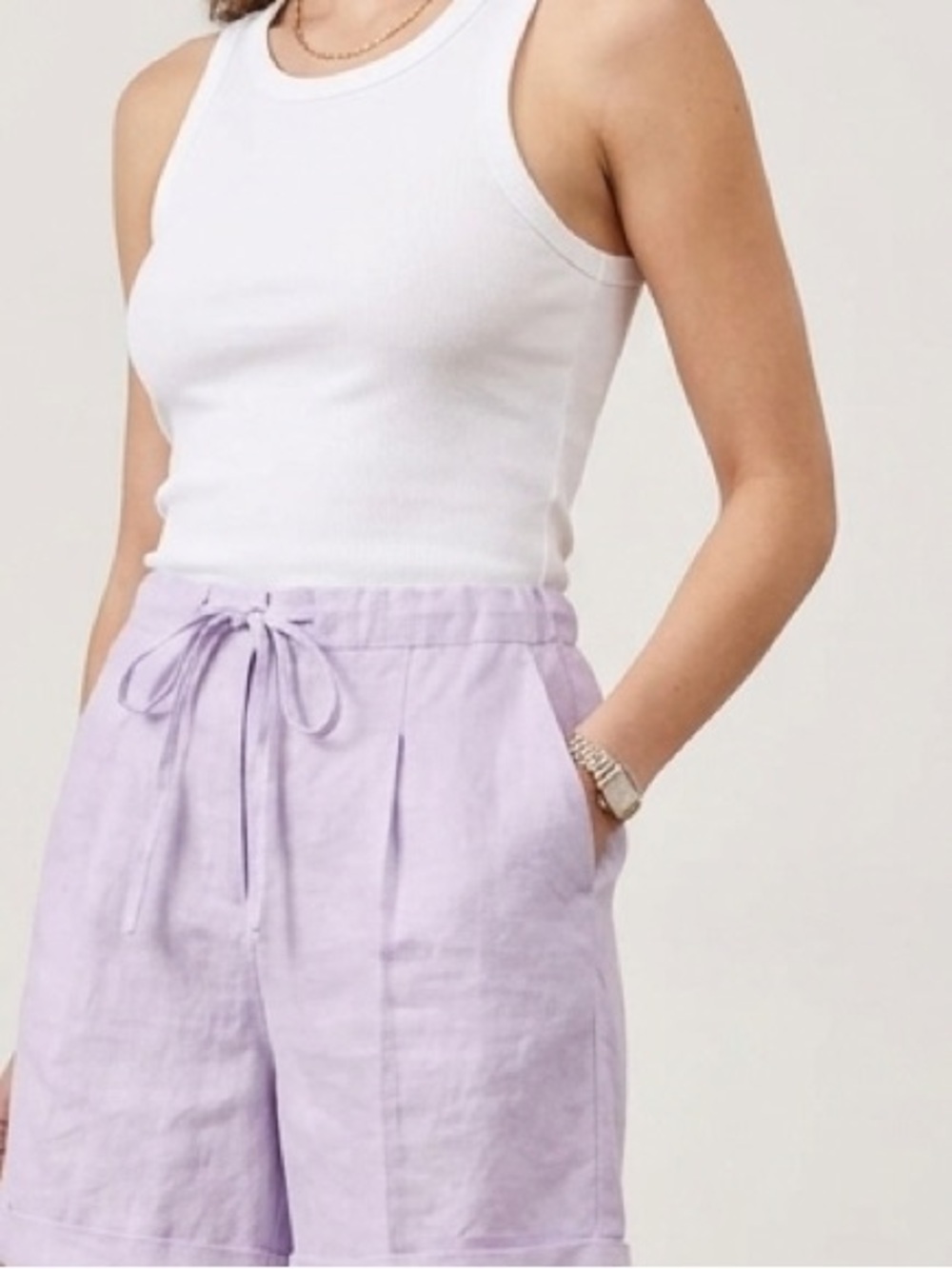 Sleeper Lilac Drawstring Linen Women's Shorts